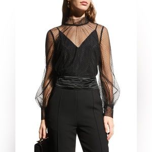 NWT Veronica Beard Voleni Black Swiss Dot Top